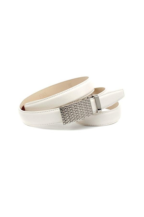 Anthoni Crown Ledergürtel Ceinture, Weiß, 90 Femme