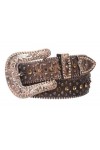 Western Cowgirl Ceinture en cuir synthétique avec strass - Marron - 40W UK