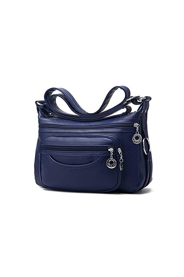 NOTAG Sac Bandoulière Femme, Cusual Multi-Poches Sac à Main en Cuir PU Sac à Bandoulière Noir 