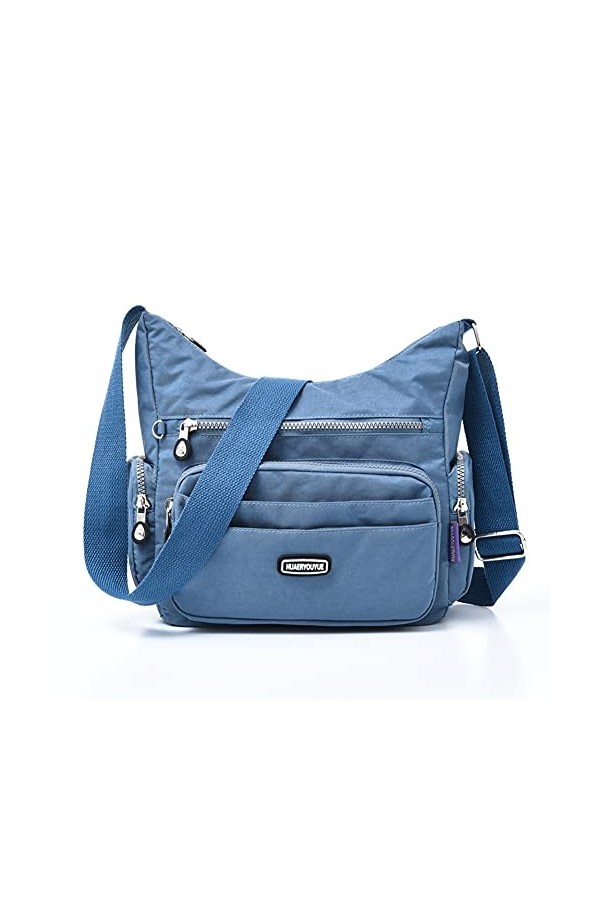 Estwell Sac Bandoulière Femme Imperméable Petit Multi Poches Sac à Main Multifonctionnel Sac Dépaule pour Voyage École Trava