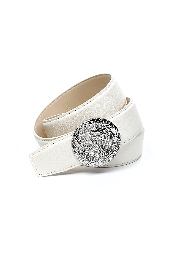 Anthoni Crown Ledergürtel Ceinture, Weiß, 100 Femme