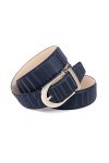 Anthoni Crown Ledergürtel Ceinture, Bleu Foncé, 90 Femme
