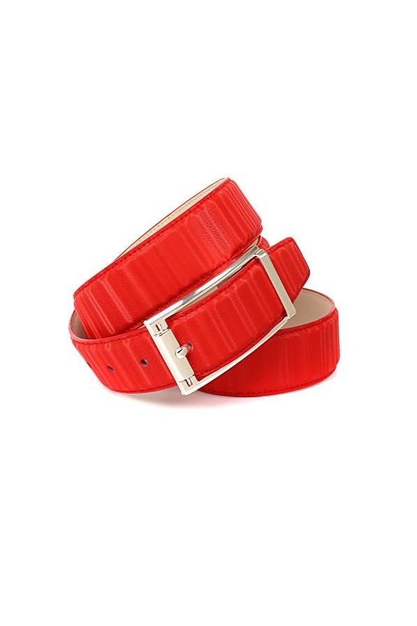 Anthoni Crown Ledergürtel Ceinture, Rot, 75 Femme