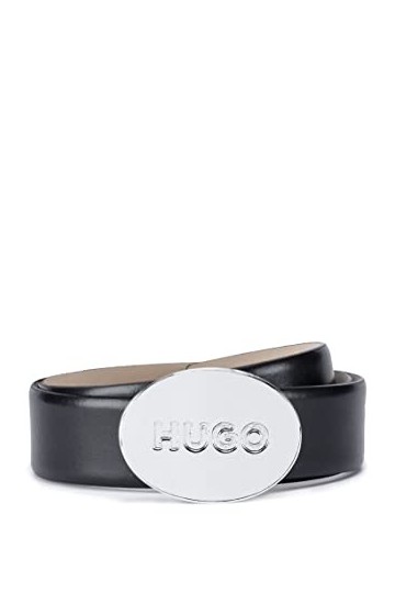 HUGO Femmes Zelda Belt 3,5cm Ceinture en cuir italien avec boucle plate ovale à logo