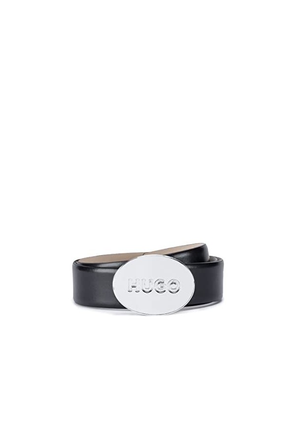 HUGO Femmes Zelda Belt 3,5cm Ceinture en cuir italien avec boucle plate ovale à logo