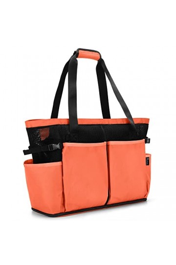 Fasrom Grand Sac de Plage Femmes, XXL Sac Cabas Plage Sac de Piscine avec Fond Zippé, Orange