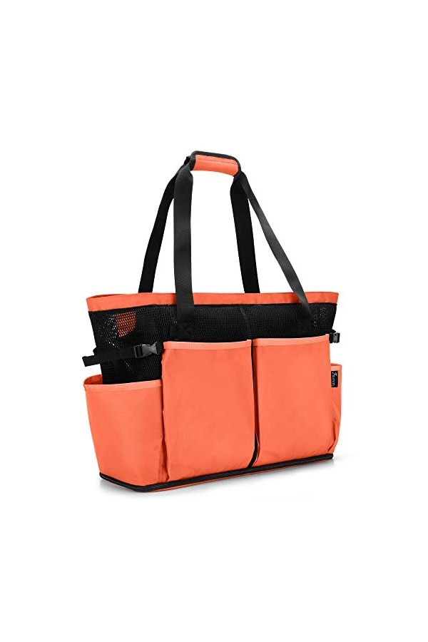 Fasrom Grand Sac de Plage Femmes, XXL Sac Cabas Plage Sac de Piscine avec Fond Zippé, Orange