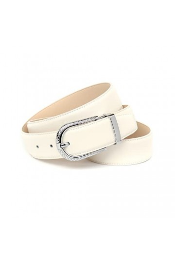 Anthoni Crown Ledergürtel Ceinture, Wieß, 110 cm Femme
