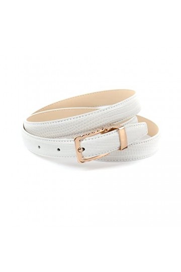 Anthoni Crown Ledergürtel Ceinture, Blanc, 80 cm Femme