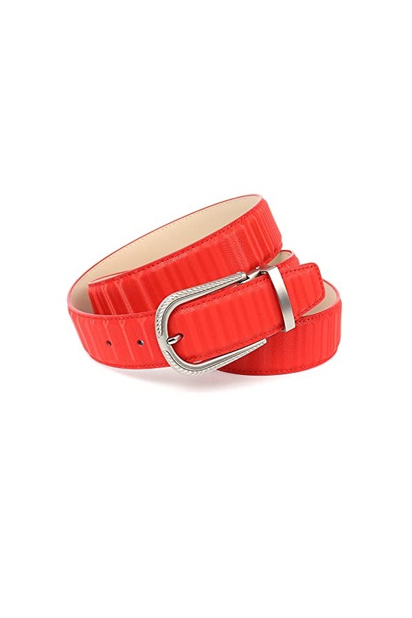Anthoni Crown Ledergürtel Ceinture, Rouge, 80 cm Femme