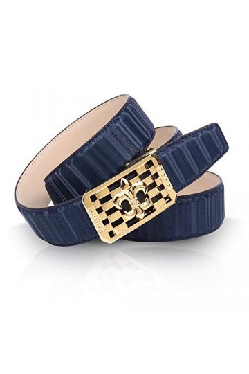 Anthoni Crown Ledergürtel Ceinture, Bleu foncé, 95 cm Femme