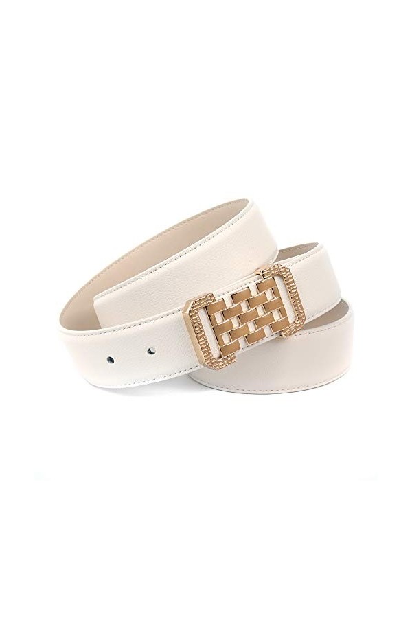Anthoni Crown Ledergürtel Ceinture, Weiß, 95 Femme