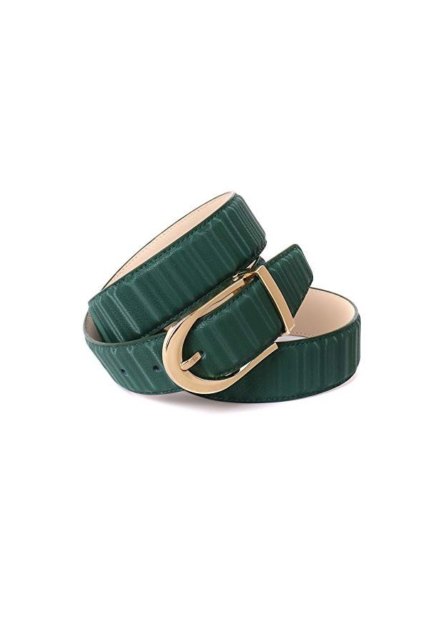 Anthoni Crown Ledergürtel Ceinture, Vert, 110 cm Femme