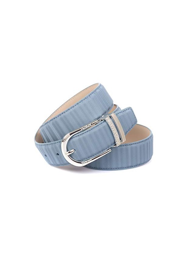 Anthoni Crown Ledergürtel Ceinture, Bleu Ciel, 85 cm Femme