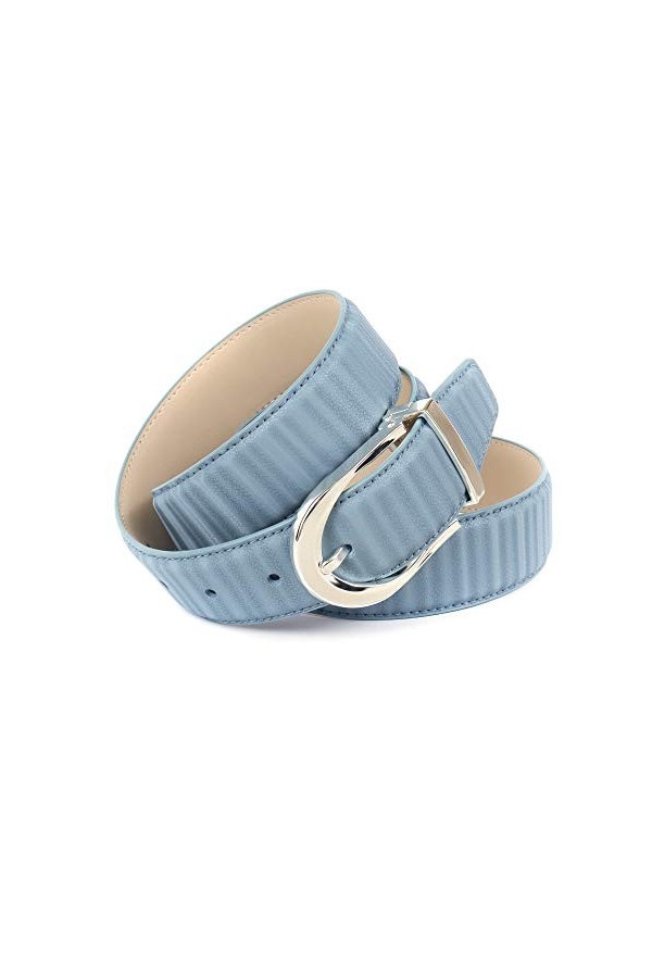 Anthoni Crown Ledergürtel Ceinture, Bleu Ciel, 110 cm Femme