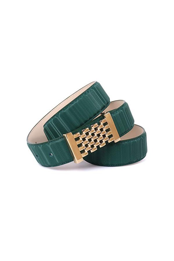 Anthoni Crown Ledergürtel Ceinture, Vert, 85 cm Femme