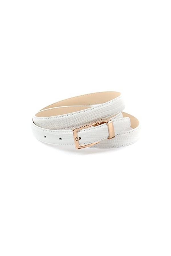 Anthoni Crown Ledergürtel Ceinture, Blanc, 85 cm Femme