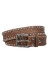 beltiscool Ceinture en cuir vieilli cloutée en métal argenté antique de 3,8 cm, peau, 117 cm
