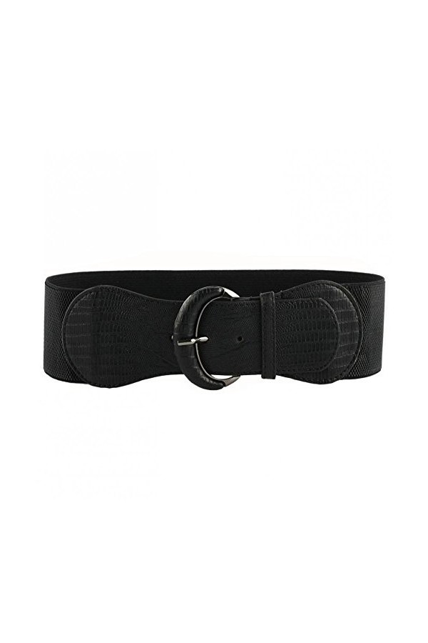 VOCHIC Ceinture large élastique en cuir synthétique pour femme, noir, M