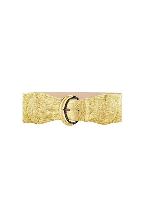 VOCHIC Ceinture large élastique en cuir synthétique pour femme, noir, M