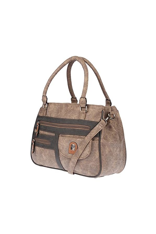 Christian Wippermann - Sac à bandoulière pour femme - De grande taille - Aspect cuir, cognac, 32 x 24 x 12 cm