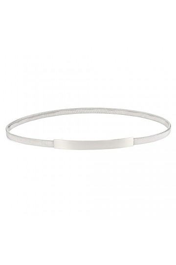 VONMELLI Ceinture mince en métal pour robe extensible mince ceinture pour femmes or/argent, 4-lisse boucle argentée, S:Suitab