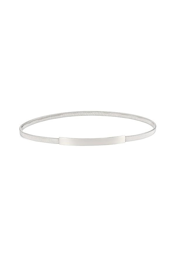 VONMELLI Ceinture mince en métal pour robe extensible mince ceinture pour femmes or/argent, 4-lisse boucle argentée, S:Suitab