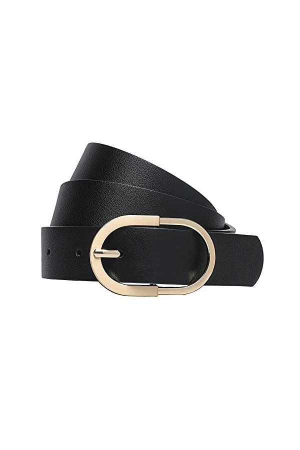 Tanpie Ceinture en cuir marron pour femme avec boucle en métal - Noir - S/taille 28/31"