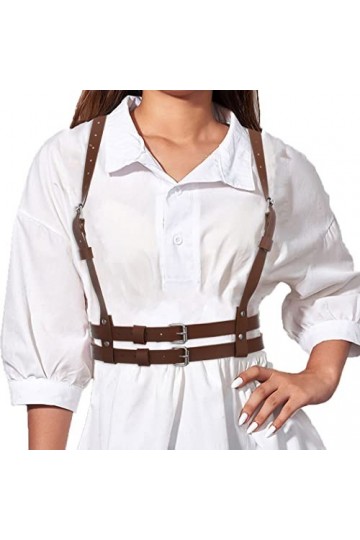 BODIY Sangles de ceinture pour femme en cuir synthétique marron avec boucle réglable pour Halloween, costume