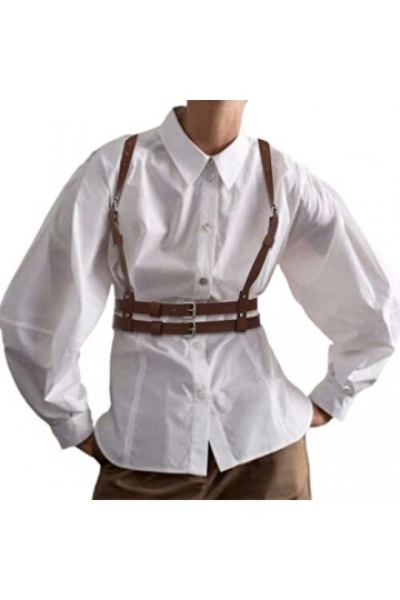 BODIY Sangles de ceinture pour femme en cuir synthétique marron avec boucle réglable pour Halloween, costume