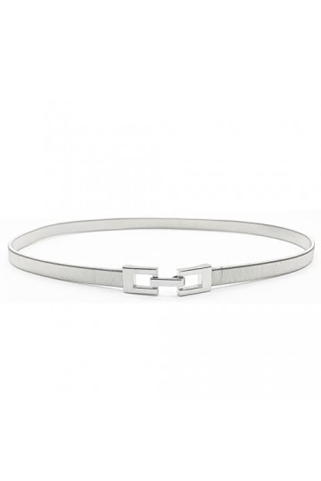 Tanpie Ceinture fine élastique en métal pour femme Doré et argenté, Argenté, Small: fits waist from 25.5"-30"