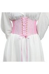 Asooll Corset élastique large rose vintage à lacets pour femme et fille, rose, taille unique