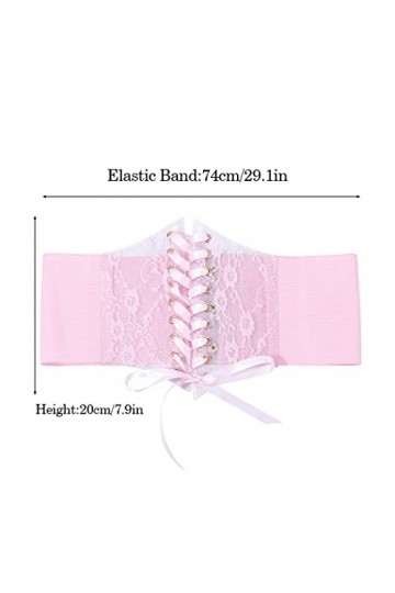 Asooll Corset élastique large rose vintage à lacets pour femme et fille, rose, taille unique