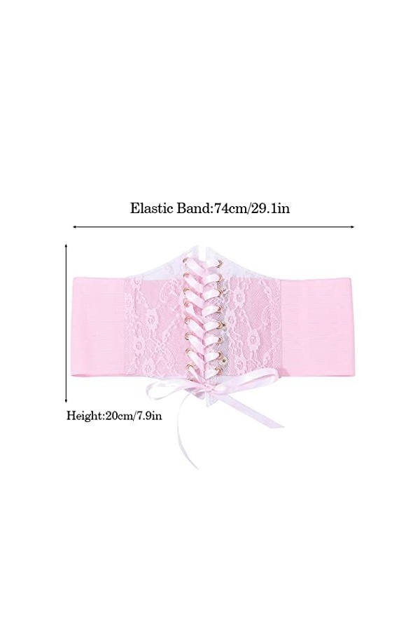 Asooll Corset élastique large rose vintage à lacets pour femme et fille, rose, taille unique