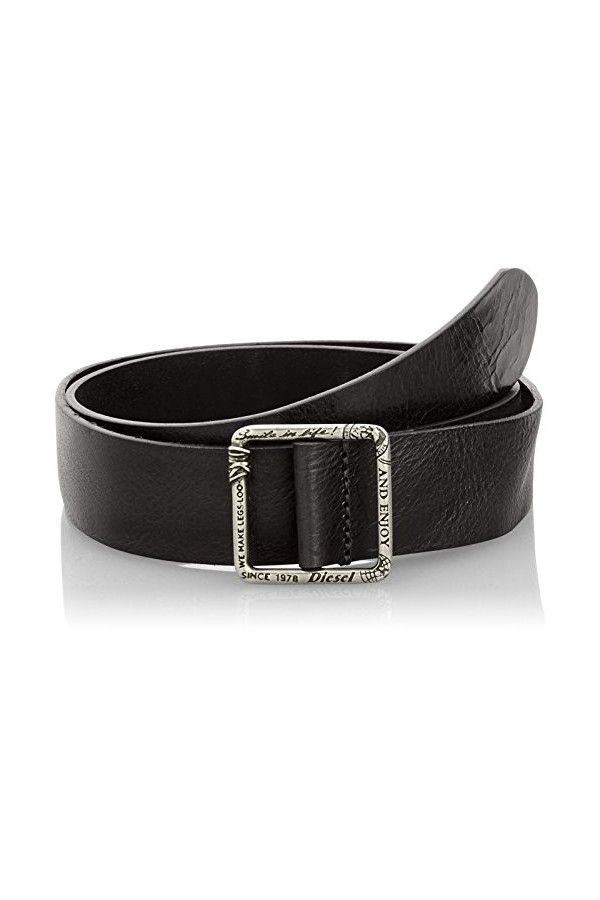 DIESEL BISATE CINTURA Ceinture Ceinture En Cuir Véritable Noir Noir, 70 cm 