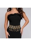 Wriidy Ceinture en métal pour robe, ceinture de taille avec pompons, ceinture réglable pour femmes et filles doré 