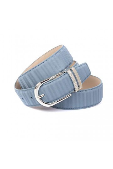 Anthoni Crown Ledergürtel Ceinture, Bleu Ciel, 80 cm Femme
