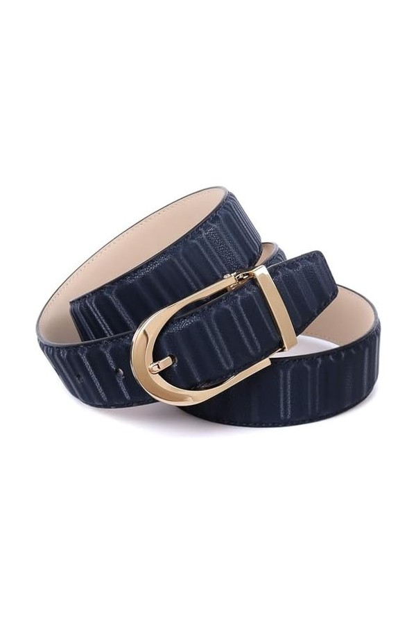 Anthoni Crown Ledergürtel Ceinture, Bleu foncé, 95 cm Femme