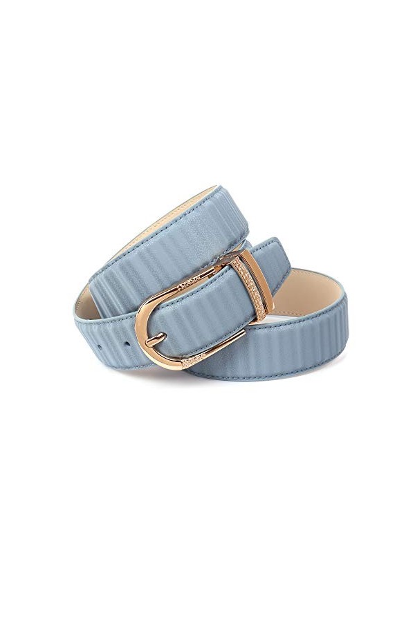 Anthoni Crown Ledergürtel Ceinture, Bleu Ciel, 95 cm Femme