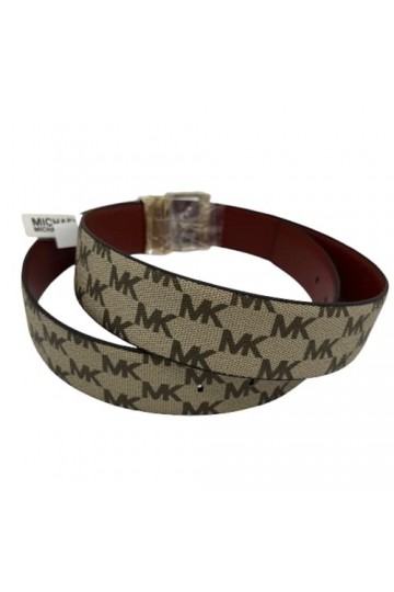 Michael Kors Ceinture I Ceinture pour femme I Marron I Taille L I Largeur 4 cm I Boucle rectangulaire dorée I Logo MK I Belt-