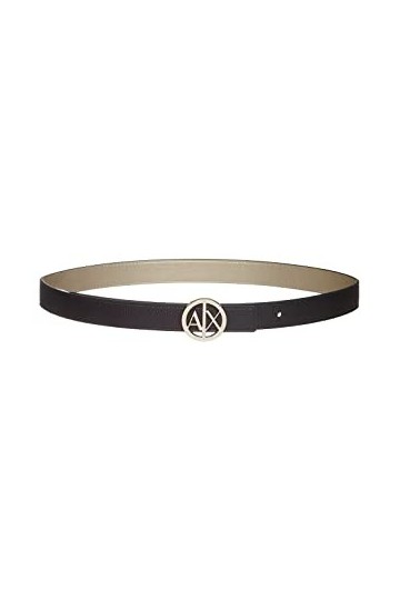 Armani Exchange Boucle de Ceinture avec Logo, Noir/Or, 95 cm Femme