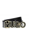 HUGO Femmes Zula Belt 3.5cm N-ZL Ceinture en cuir italien avec boucle en émail ornée d’un logo
