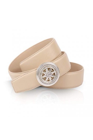 Anthoni Crown Ledergürtel Ceinture, Beige, 90 Femme