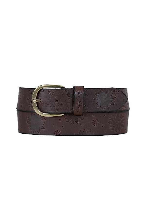 Eddie Bauer Ceinture en Cuir pour Femme avec Motif Floral-Marron-XL