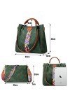 Tibes Femmes sac à main Porte-monnaie en cuir synthétique 2pcs ensemble sac Sac dépaule Vintage Cartable de travail vert