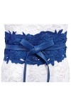 Lovful Ceinture Obi en simili cuir avec dentelle pour femme, bleu, taille unique