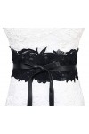 Lovful Ceinture Obi en simili cuir avec dentelle pour femme, bleu, taille unique