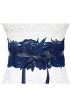 Lovful Ceinture Obi en simili cuir avec dentelle pour femme, bleu, taille unique
