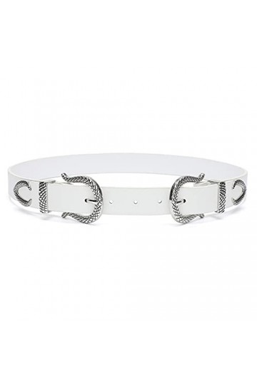 Tanpie Ceinture western vintage avec boucle en métal pour jeans, pantalons, robes - blanc - S 27/31W 