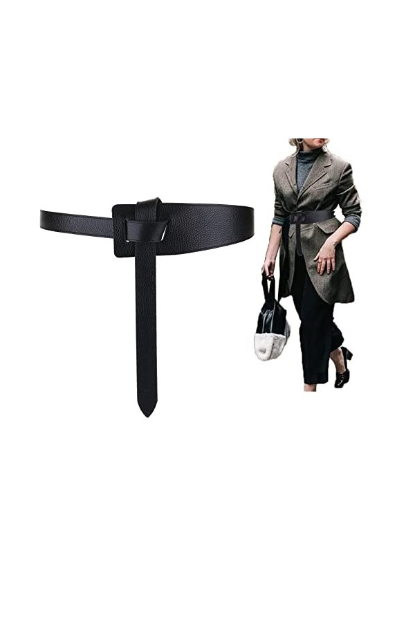 IWFTC Ceintures en cuir pour femme pour jeans, robes, ceinture tendance pour femme, noir, 120 cm